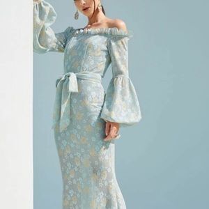 Lace off the shoulder gown